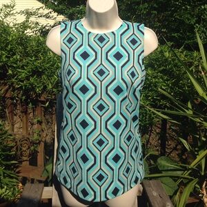 MICHAEL Michael Kors Aqua and Black Patterned Tank Top